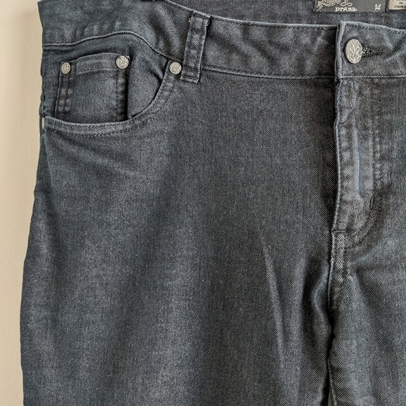 𝅺PRANA Kayla Black Wash Denim Straight Leg Jeans 14 Mid Rise Organic Cotton - Picture 6 of 14